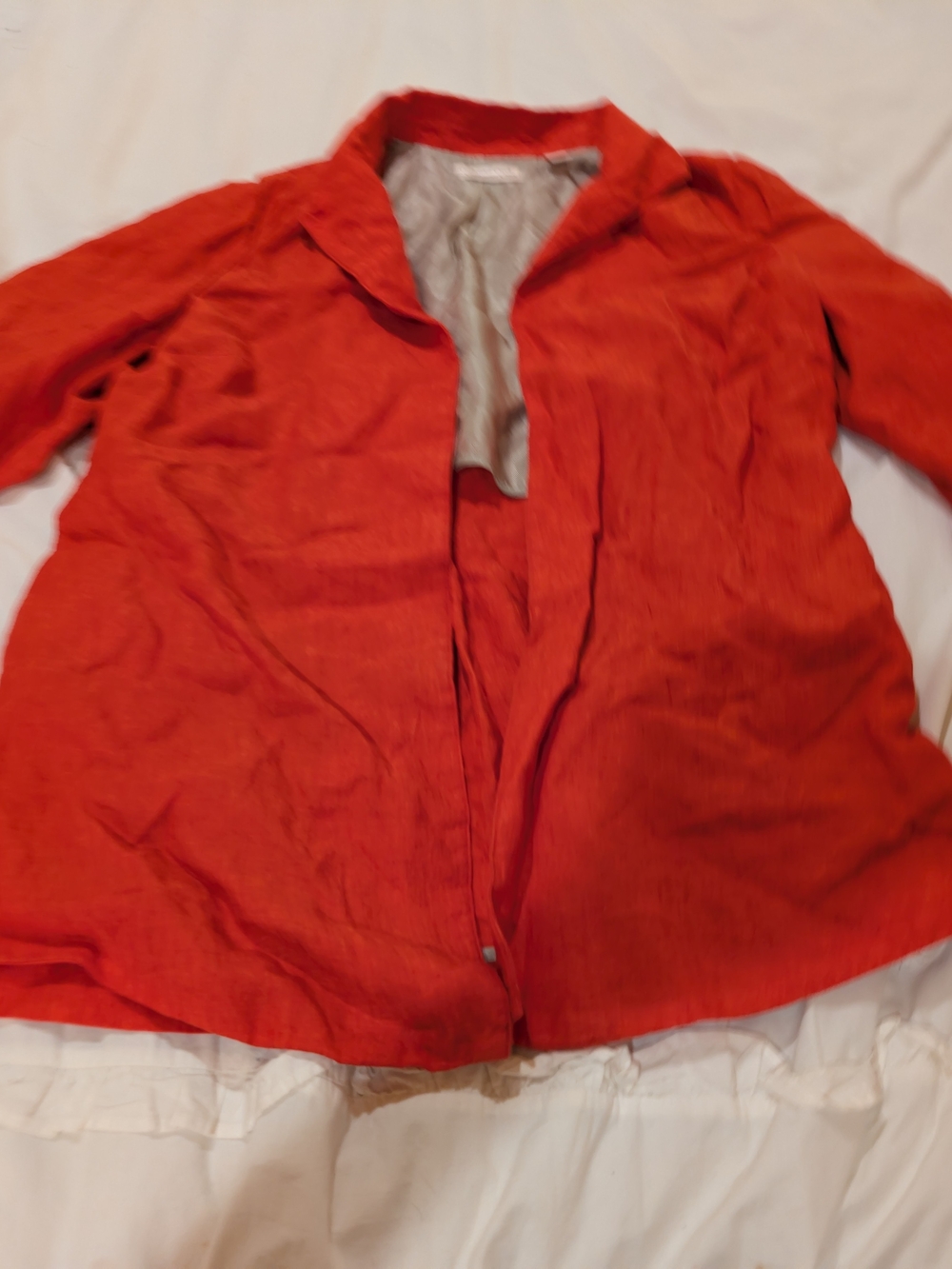 Coldwater Creek Hot Coral Open-Front Linen Jacket XL